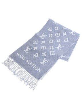 Louis Vuitton Scarf All About Monogram Wool Fringe Gray